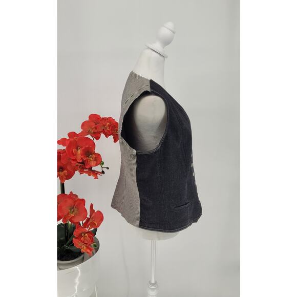 VTG Ralph Lauren Womens Black Denim Vest Size XL Western Cottage 90's Y2K - Picture 5 of 7